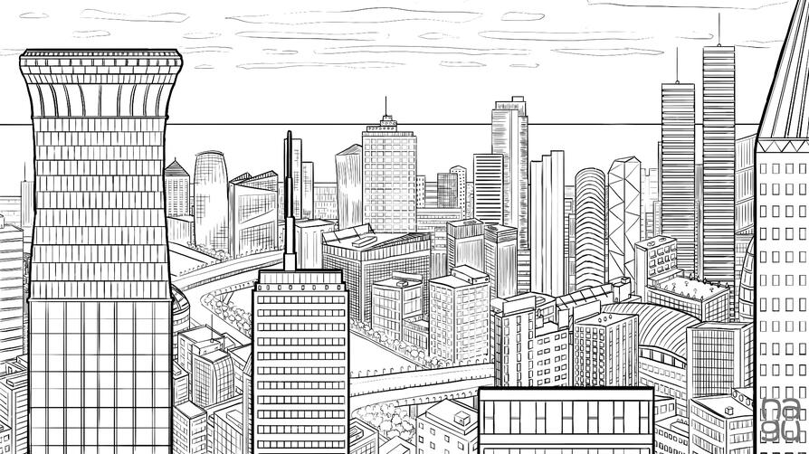 Environment development - Urban lineart (6/7)